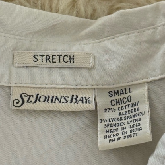 St. John's Bay Cream Sleeveless Button Down Shirt - Picture 4 of 5